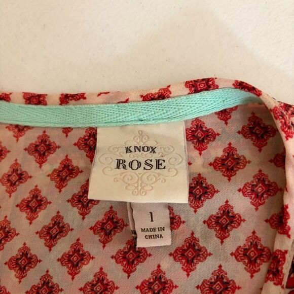 Knox Rose Blouse Women's Large V-Neck Short Sleeve Cottage Boho Sheer Top - Picture 6 of 8